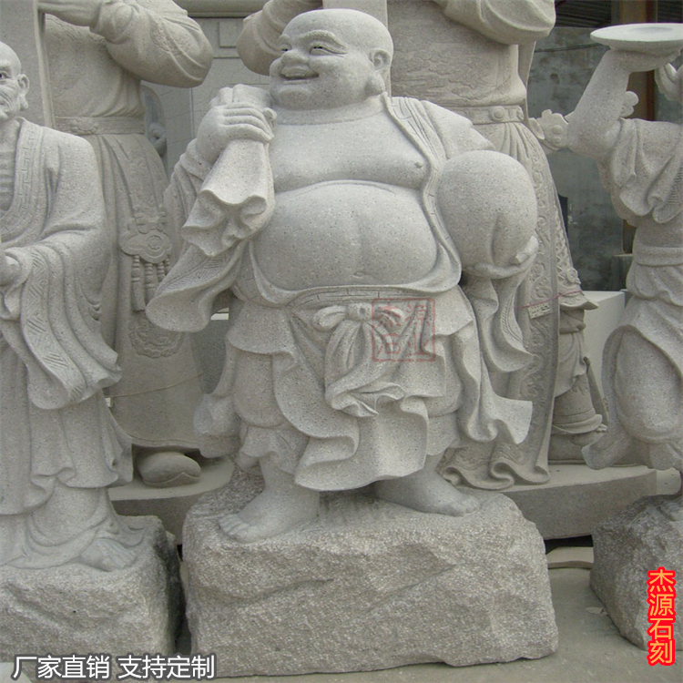 石雕500罗汉雕塑 寺庙景区十八罗汉站像 工厂直销 杰源石业