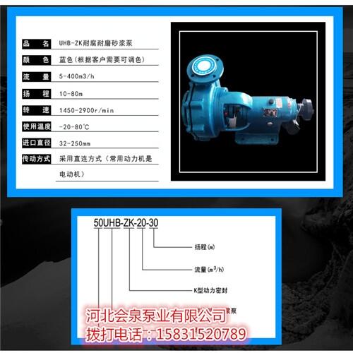 UHB泵机械强度高|氟塑料化工砂浆泵|150UHB-ZK-80-11